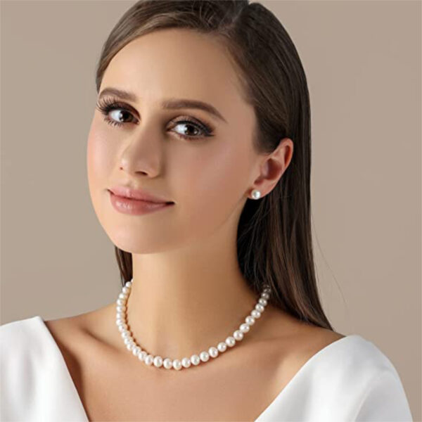 Collar de perlas y broche de plata - Imagen 2