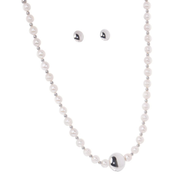 Collar de Perlas cultivadas y Plata ley 925 dise?o de Tambor - Imagen 7
