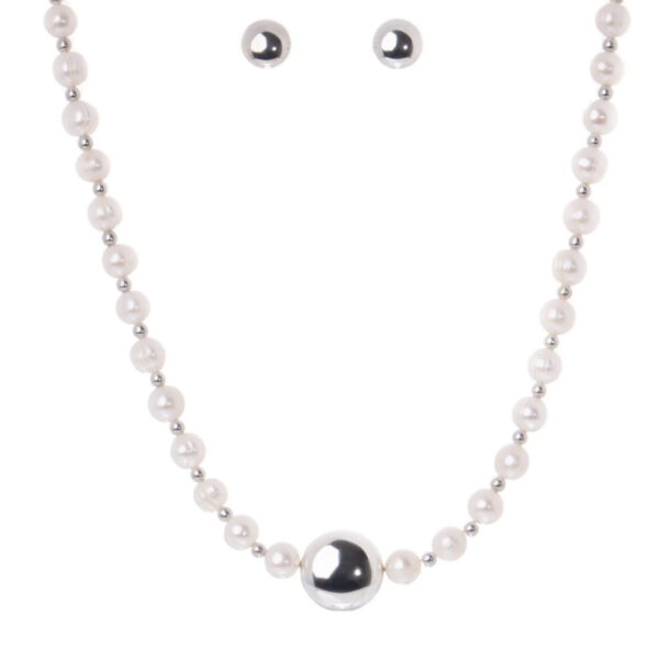 Collar de Perlas cultivadas y Plata ley 925 dise?o de Tambor - Imagen 3