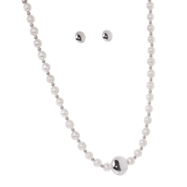 Collar de Perlas cultivadas y Plata ley 925 dise?o de Tambor