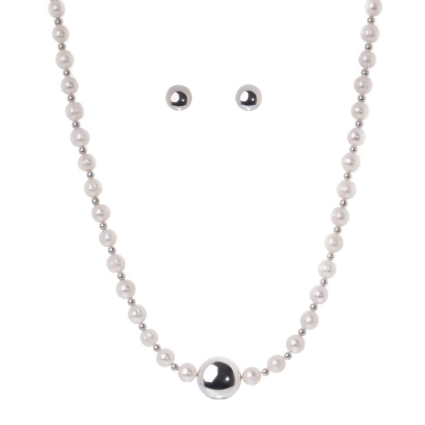Collar de Perlas cultivadas y Plata ley 925 dise?o de Tambor - Imagen 10