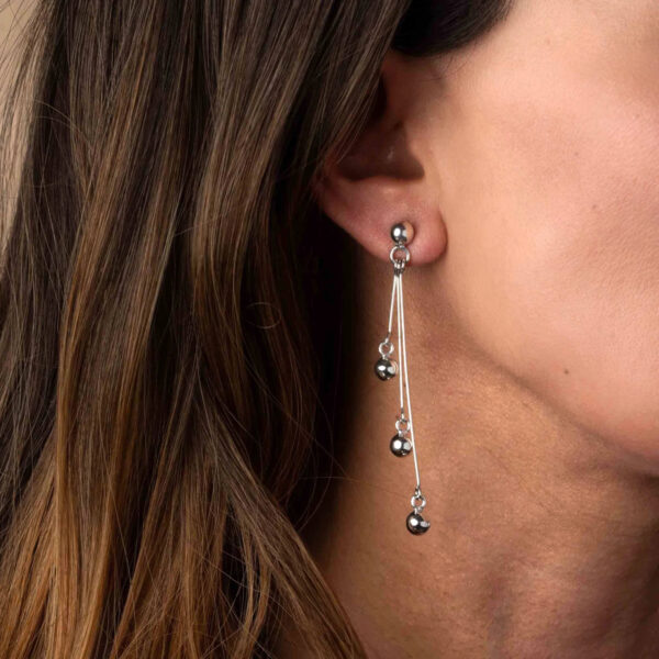 Aretes de plata esferas colgantes - Imagen 5